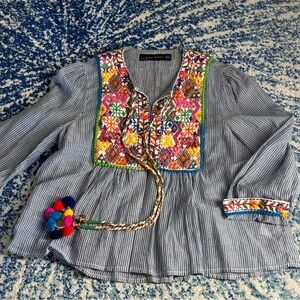NWOT Zara Embroidered Shirt